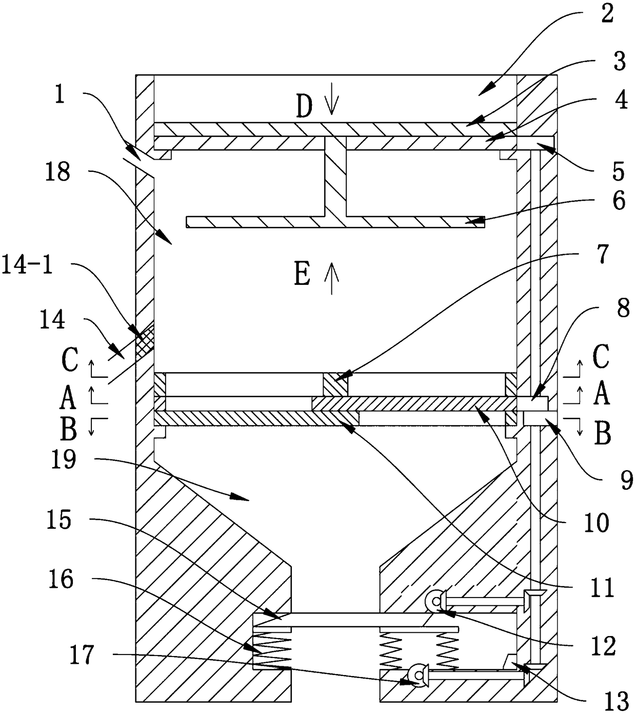 Environment-friendly layered sewage treatment device