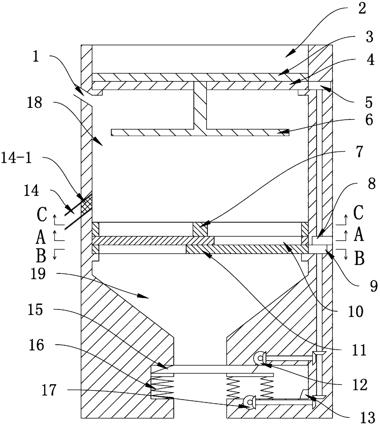 Environment-friendly layered sewage treatment device