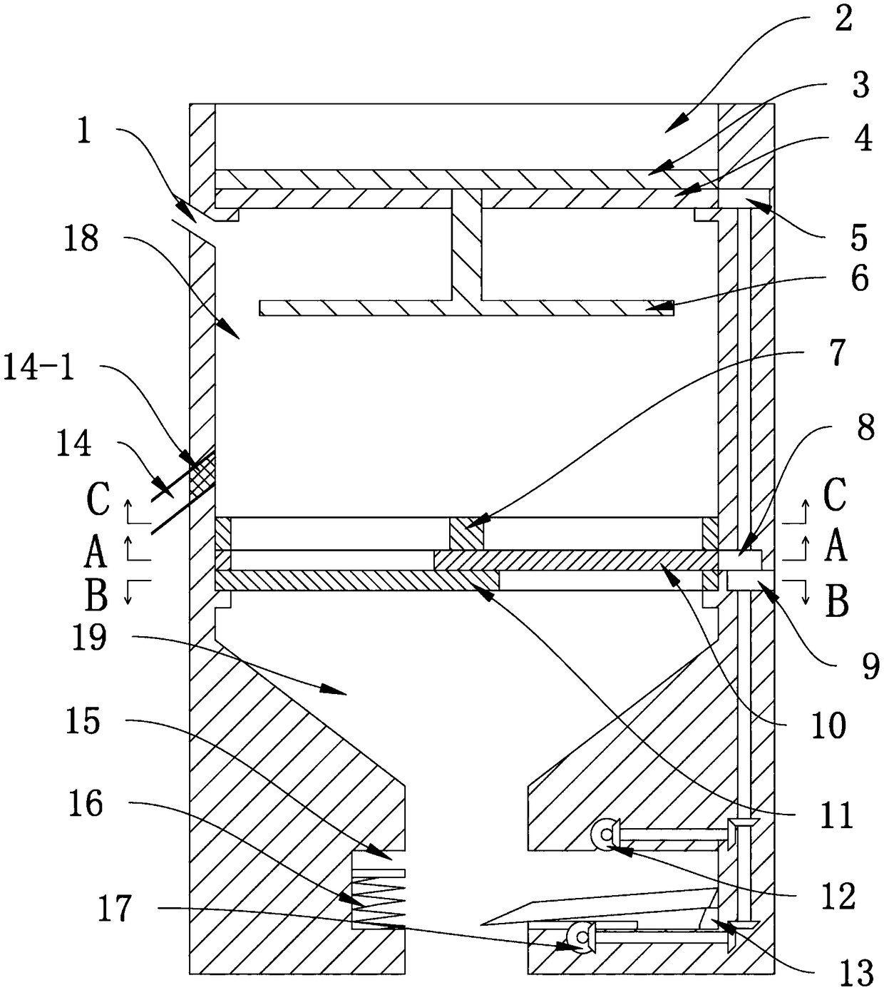 Environment-friendly layered sewage treatment device