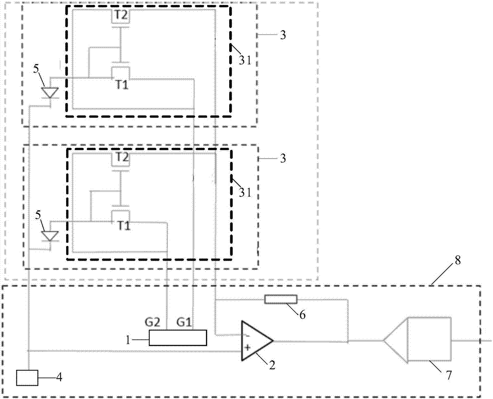 Current amplification circuit, fingerprint detection device and control method of current amplification circuit