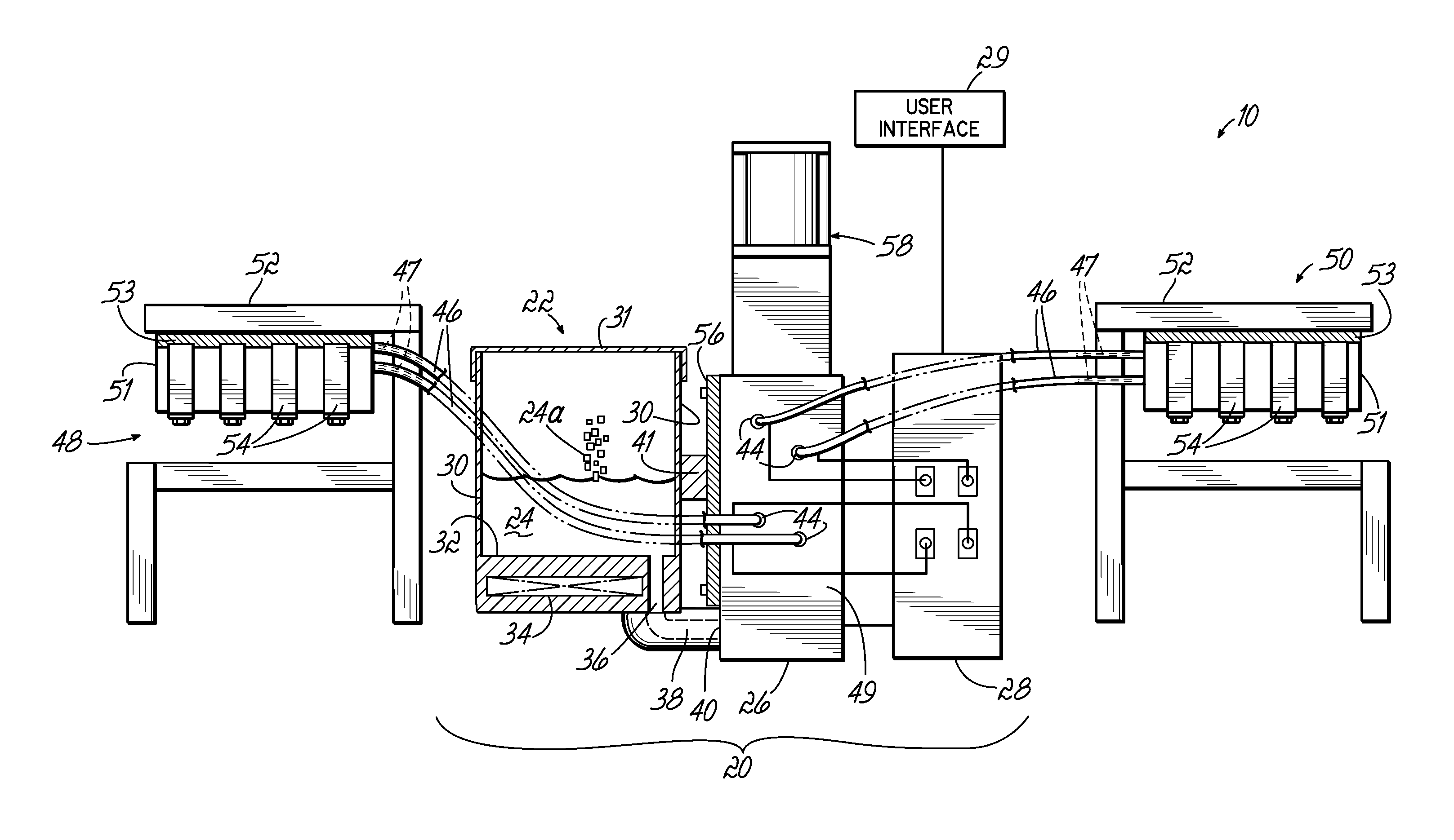 Hot melt dispensing unit and method with integrated flow control