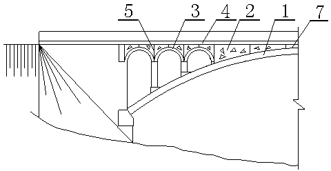 Masonry arch bridge using lightweight concrete as arch filler