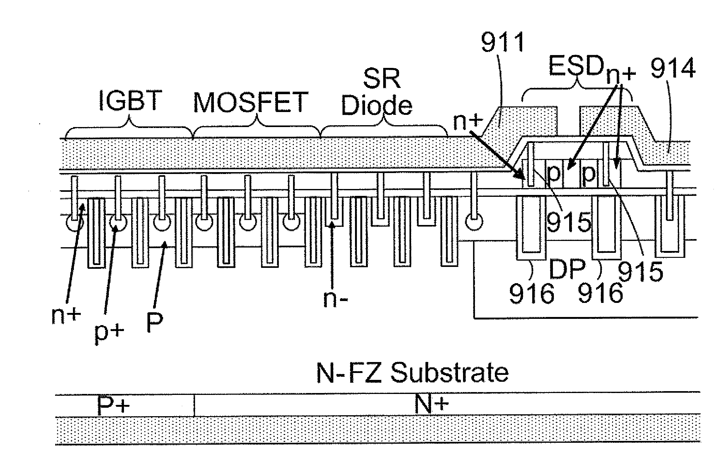 IGBT with integrated mosfet and fast switching diode