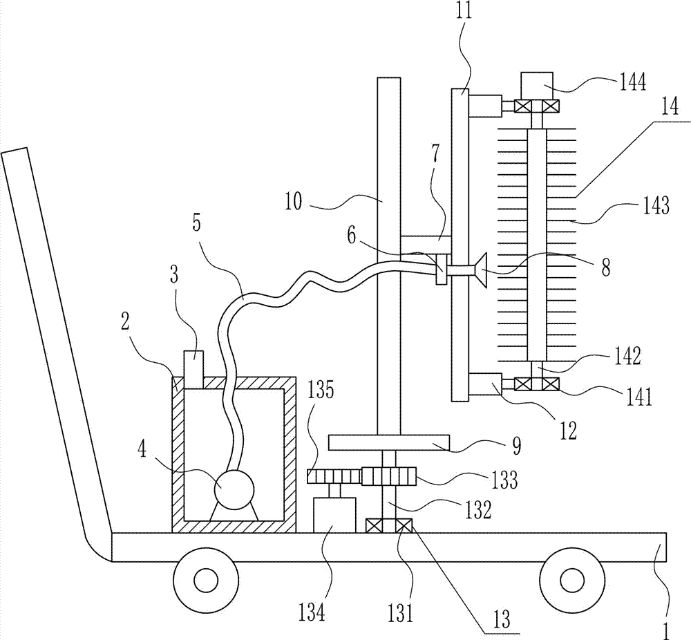 Guardrail washing device for municipal engineering