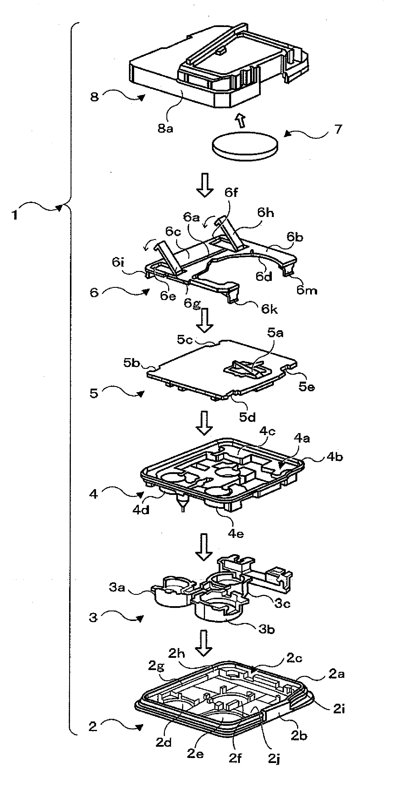 Structure of housing battery etc.