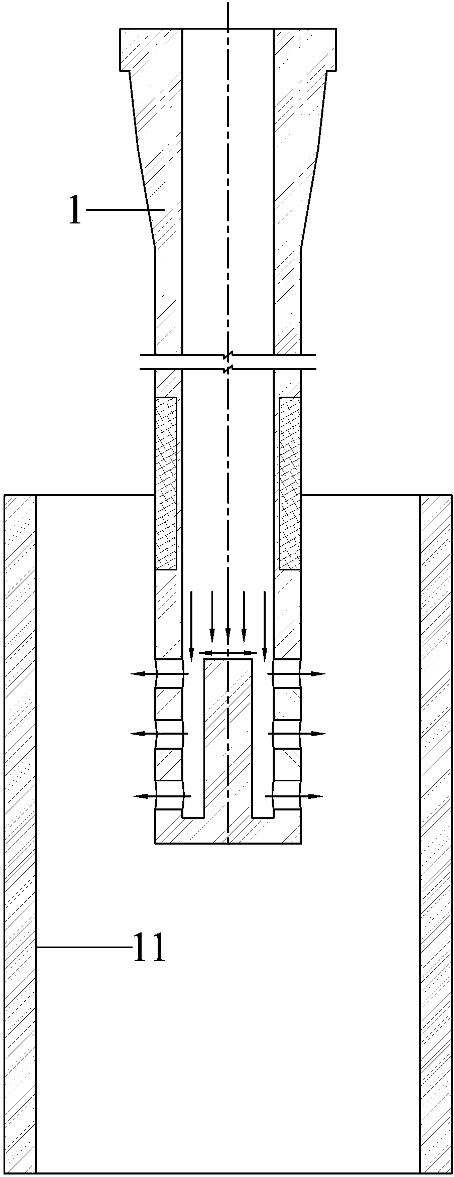 Multi-hole continuous-casting submersed nozzle for square and round billets