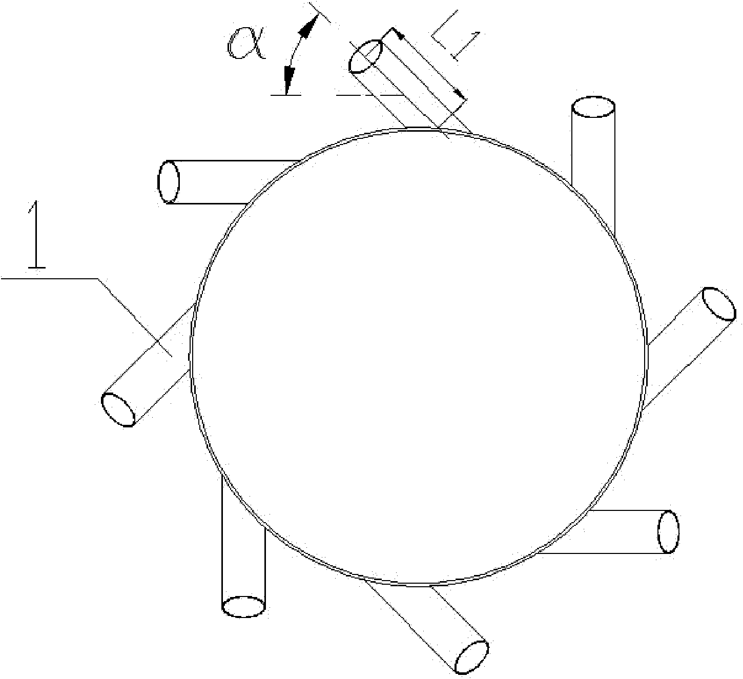 Tangential distribution-type large-diameter multi-inlet gas distributor and application thereof in carbon dioxide adsorption tower