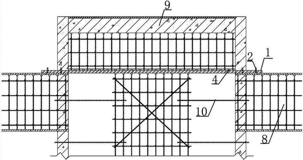 Hollow ultrahigh template section steel platform and construction method thereof