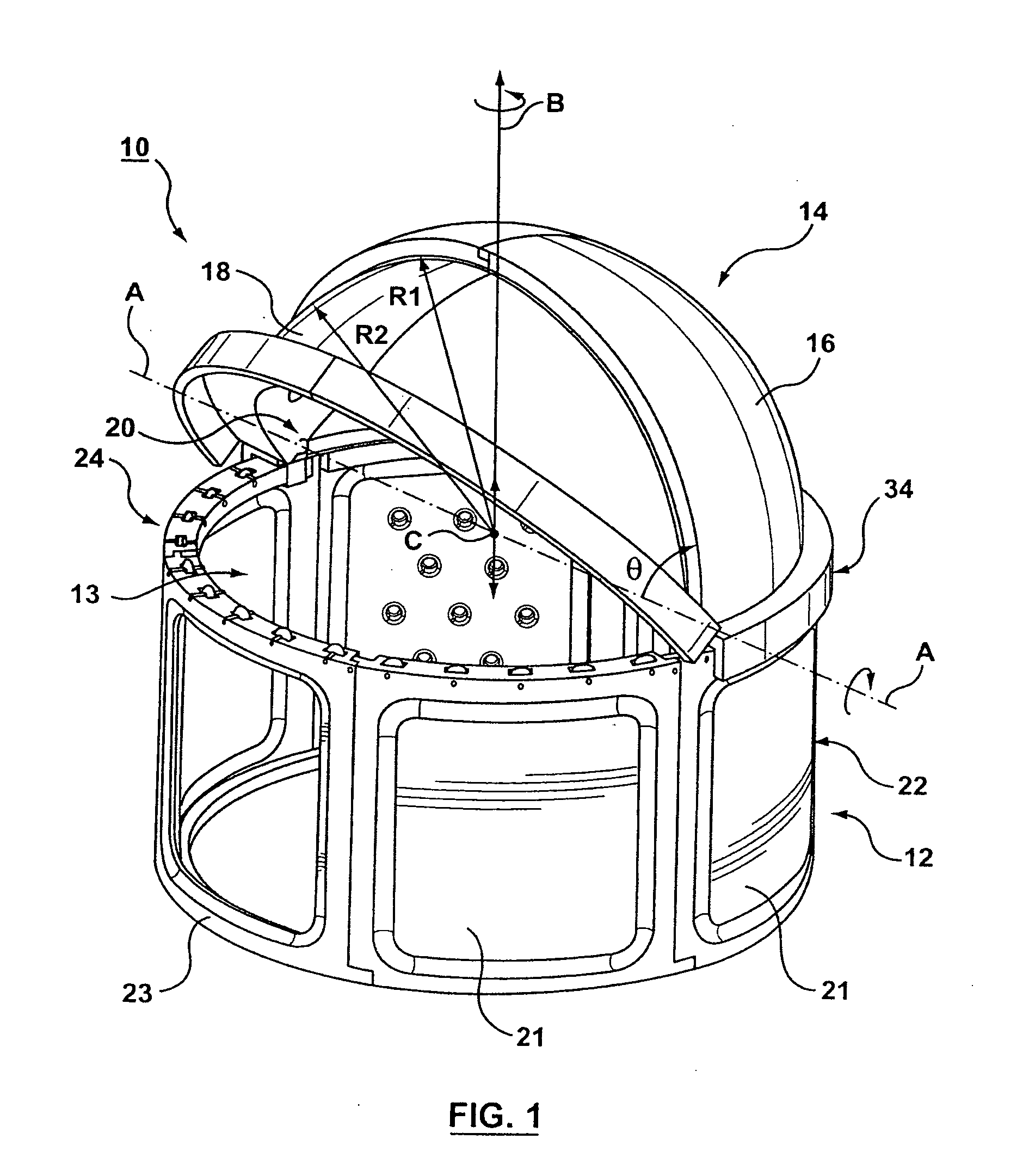 Personal observatory structure having pivotally connected dome segments