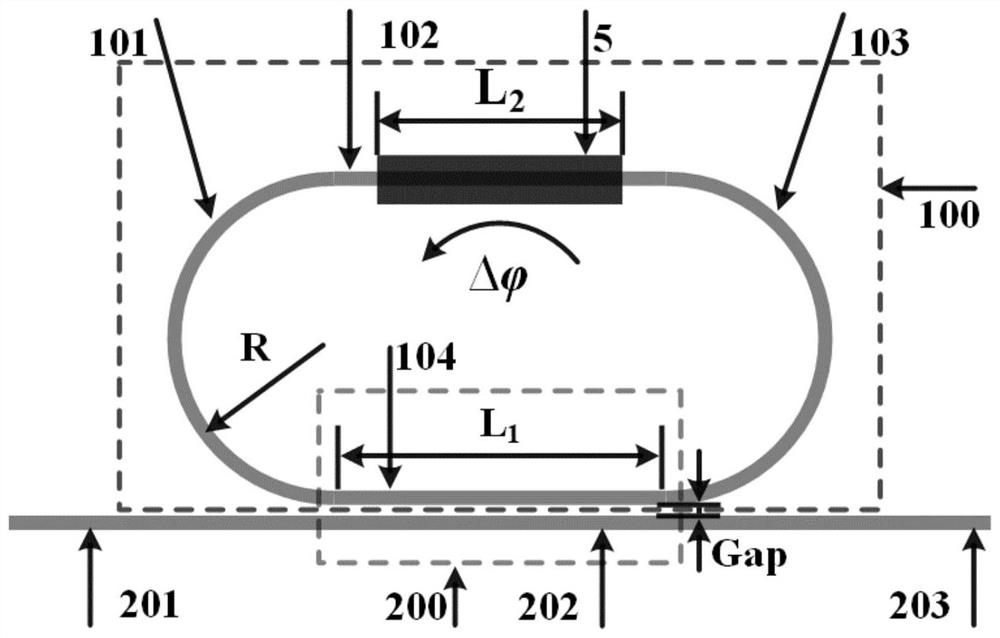 Runway type micro-ring optical switch based on silicon dioxide/polymer mixed waveguide and preparation method of runway type micro-ring optical switch