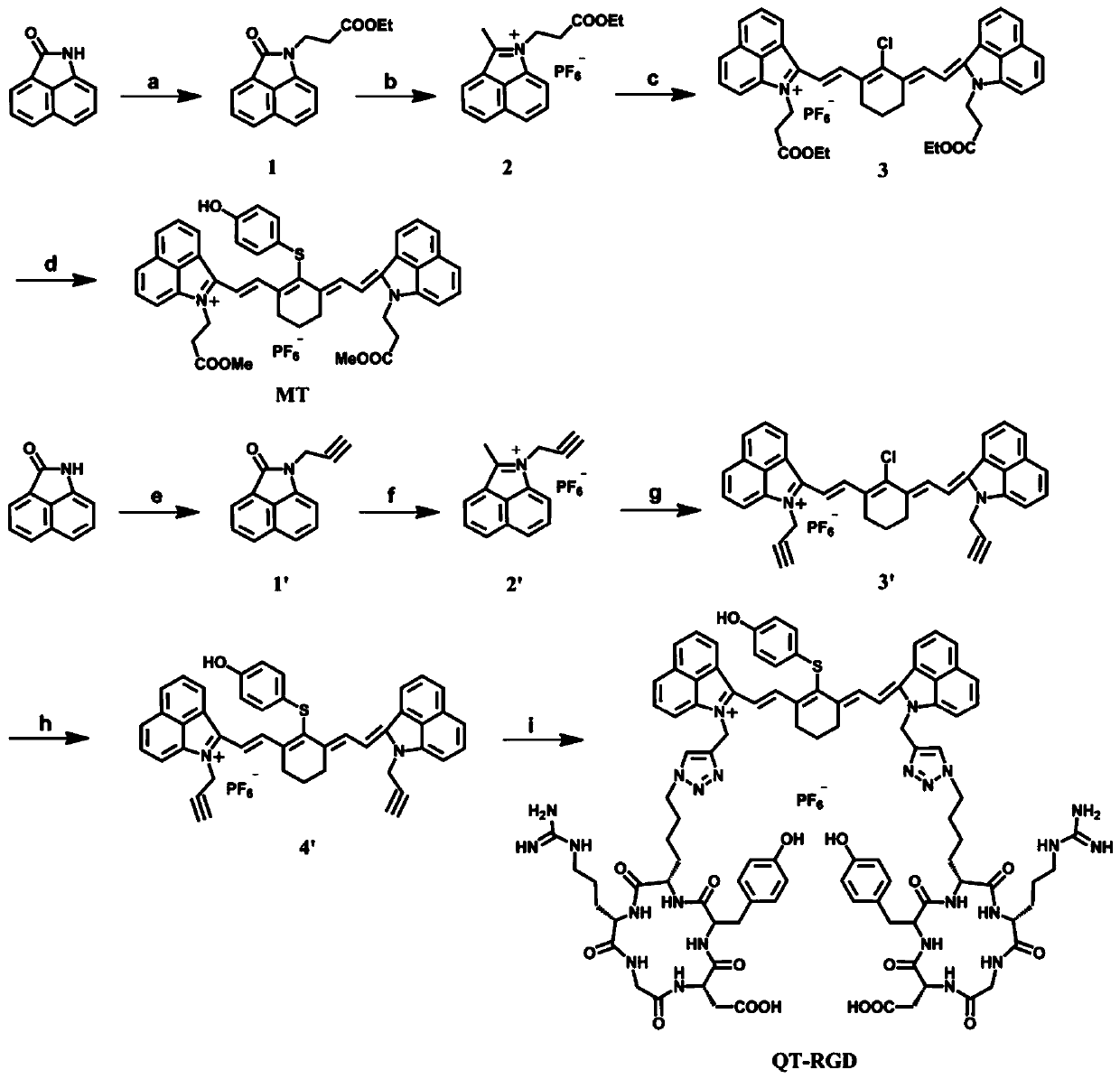 High-stability second near-infrared small-molecule fluorescence probe and production method and application thereof