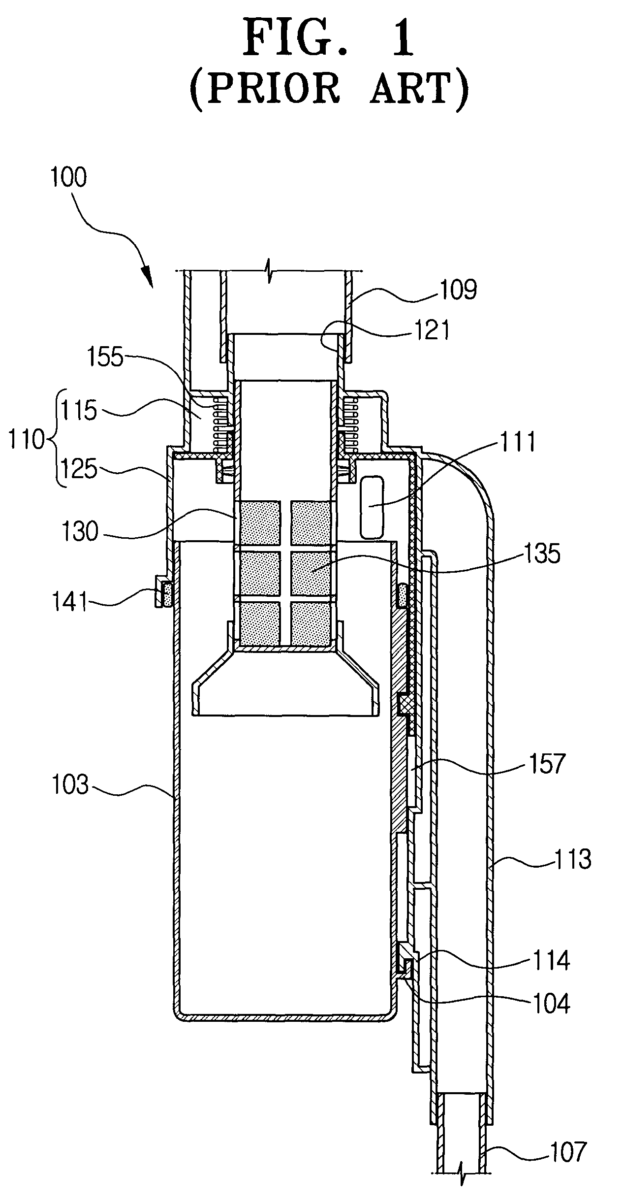 Filter assembly for a cyclone-type dust collecting apparatus of vacuum cleaner