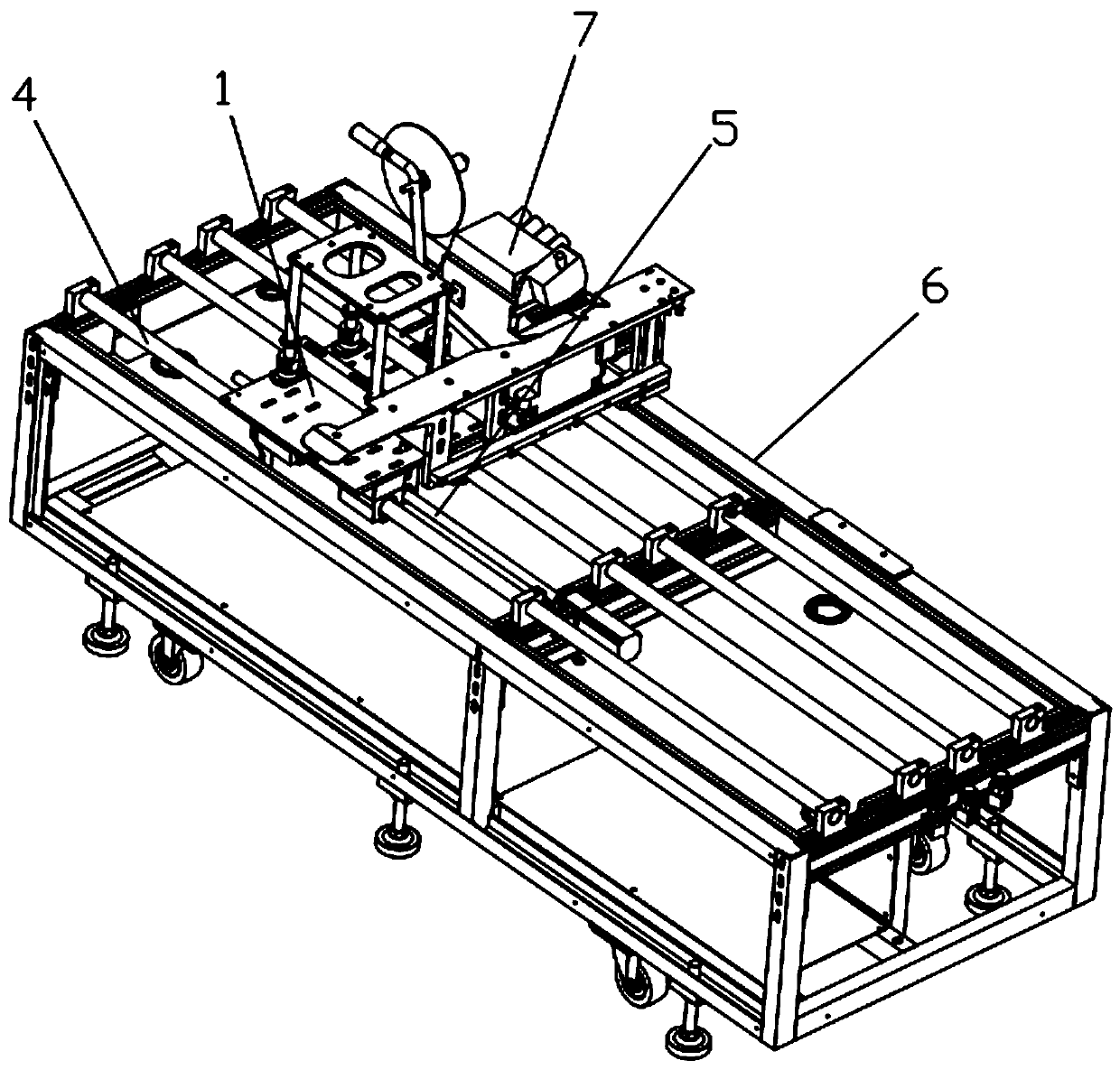 Automatic adjustable production platform for dual-side synchronous cloth conveying, seam sewing and thread cutting