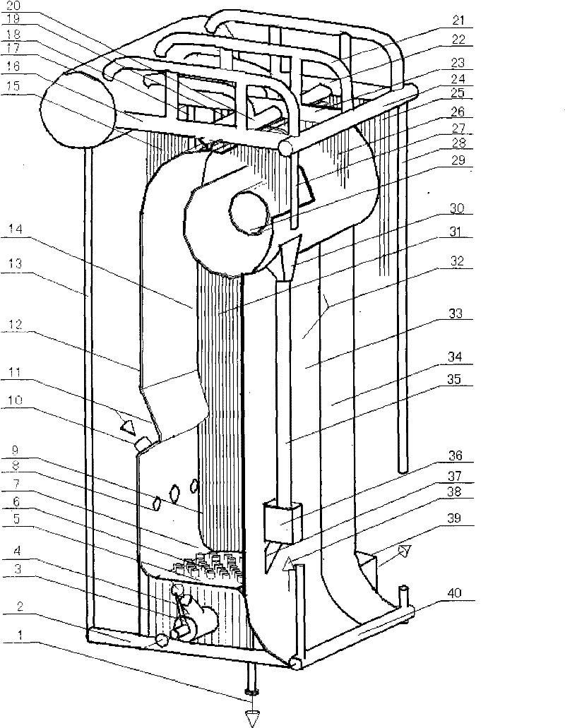 Full-membrane wall circulating fluidized bed boiler without corridor corner tube