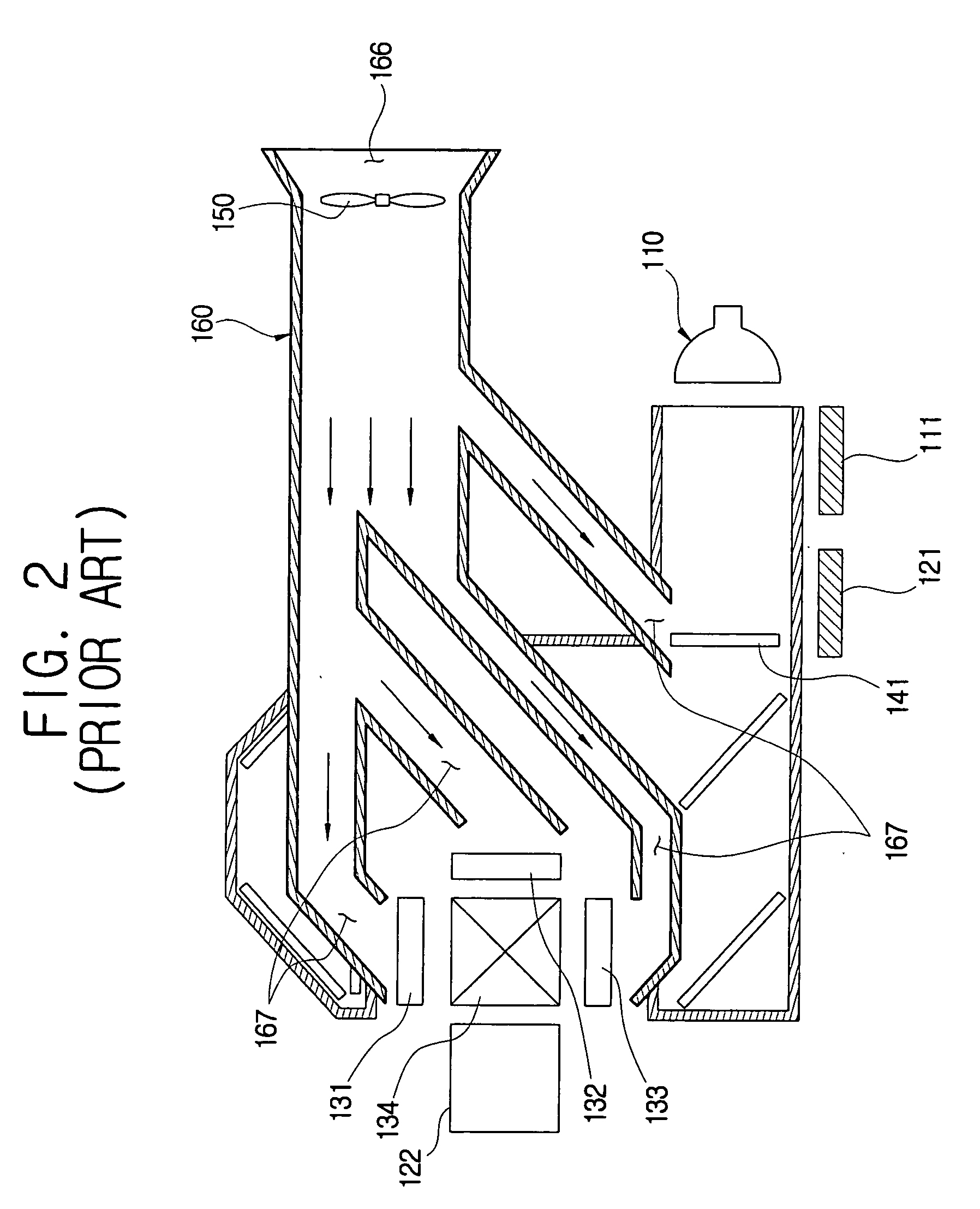 Projector having improved structure for cooling optical system