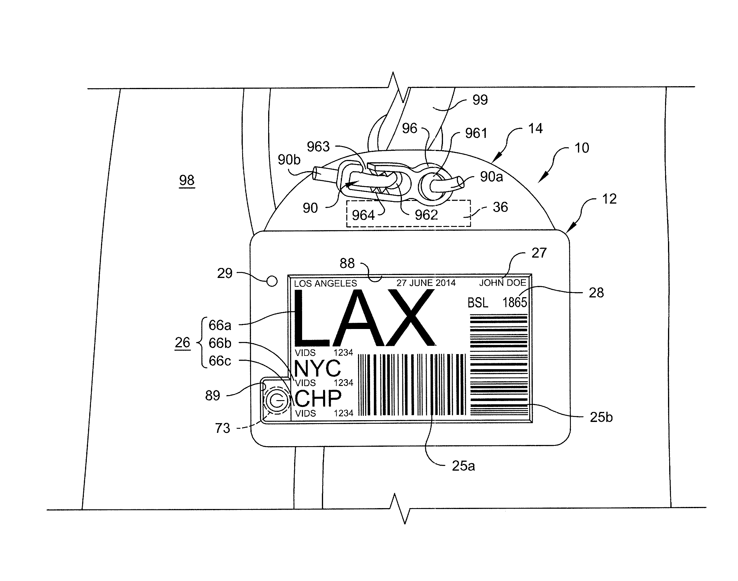 Smart Device Programmable Electronic Luggage Tag and Bag Mountings Therefore