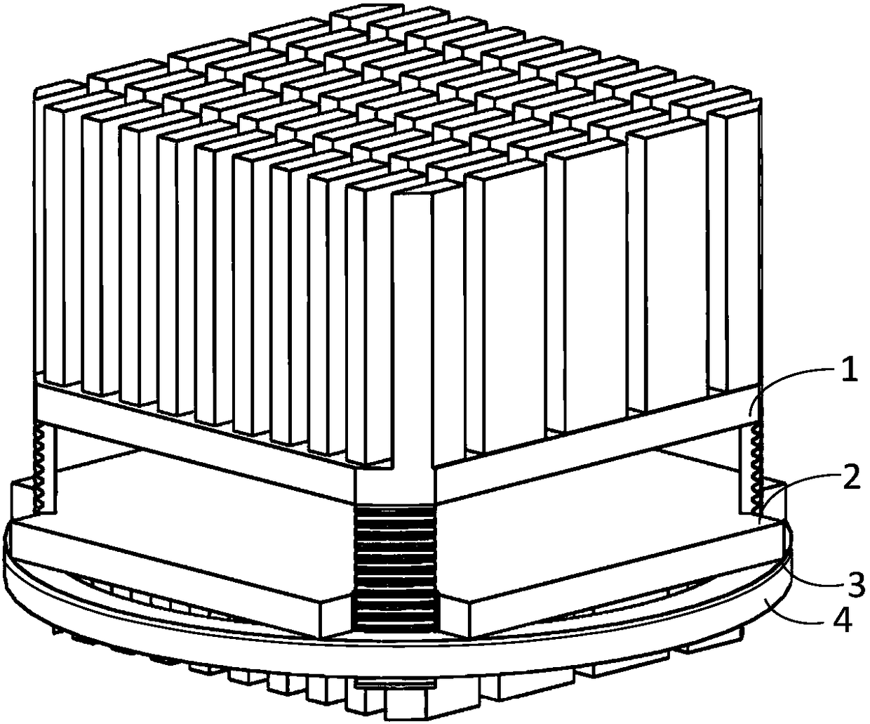 Combined type radiating fin for large-power surface-mounted electronic device