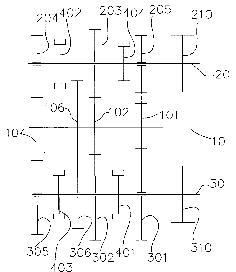 Arrangement structure of transmission gear shaft system