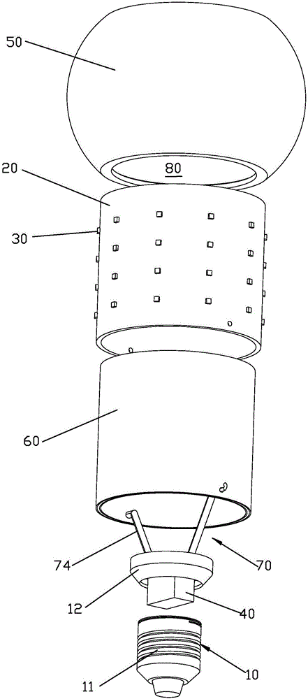 Straight tube type bulb lamp with chimney effect