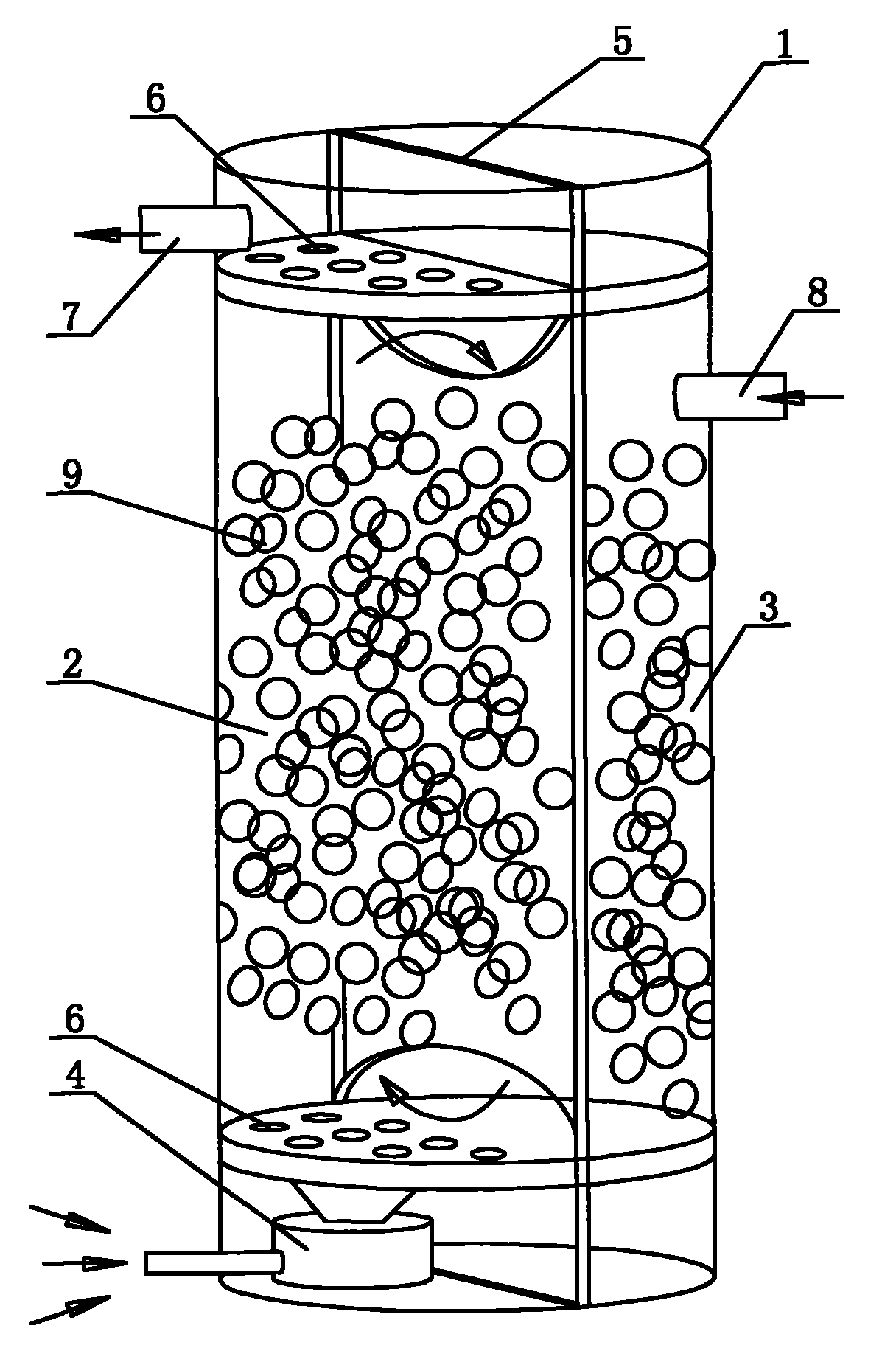 Biological sewage treatment equipment and process of internal recycle suspension padding