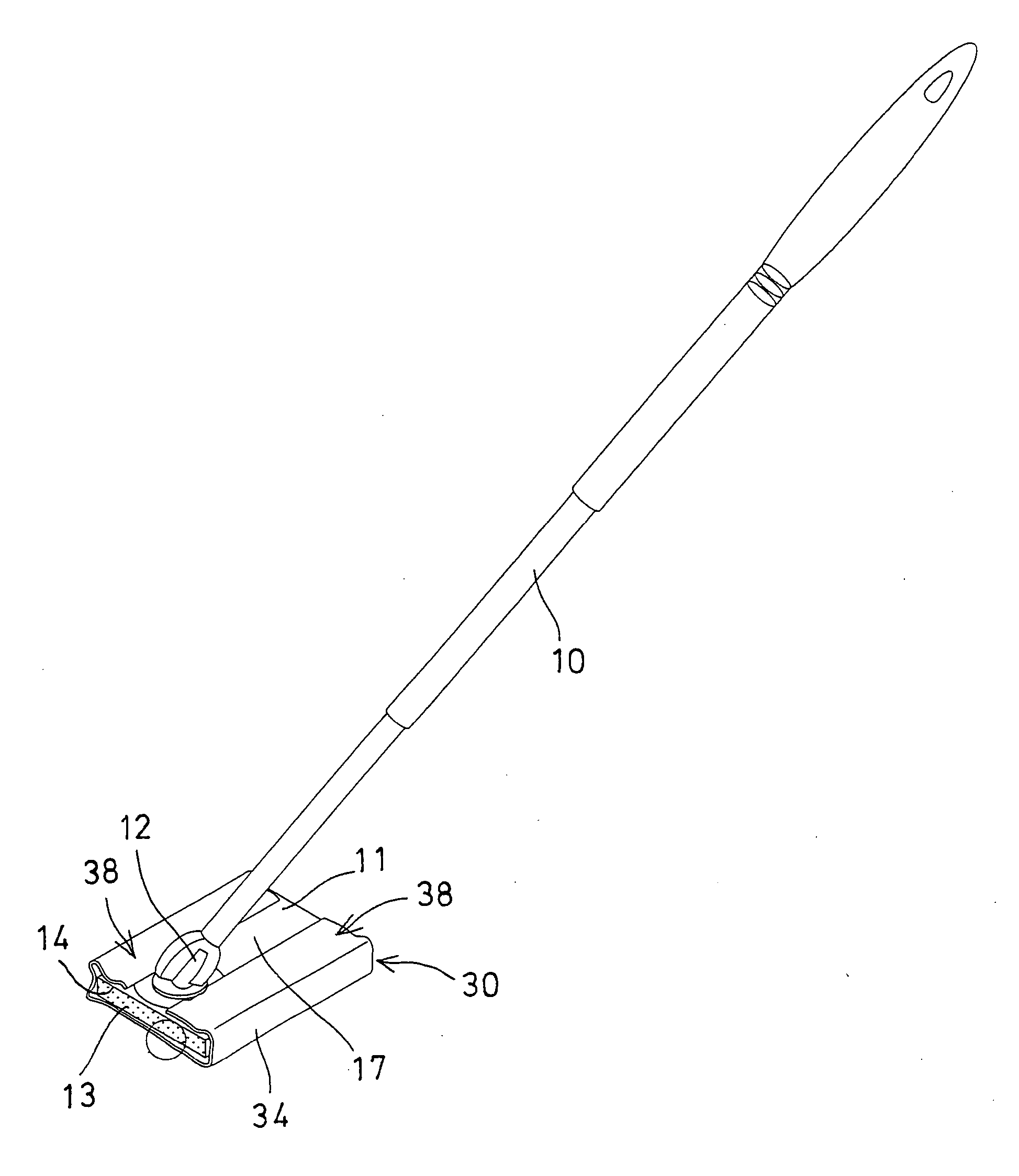 Mop device having changeable abrasive strip