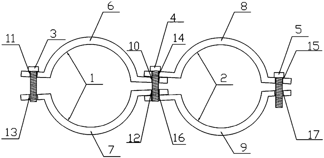 Raw bamboo multi-tube bundle space grid structure system and double-tube clamp connector series