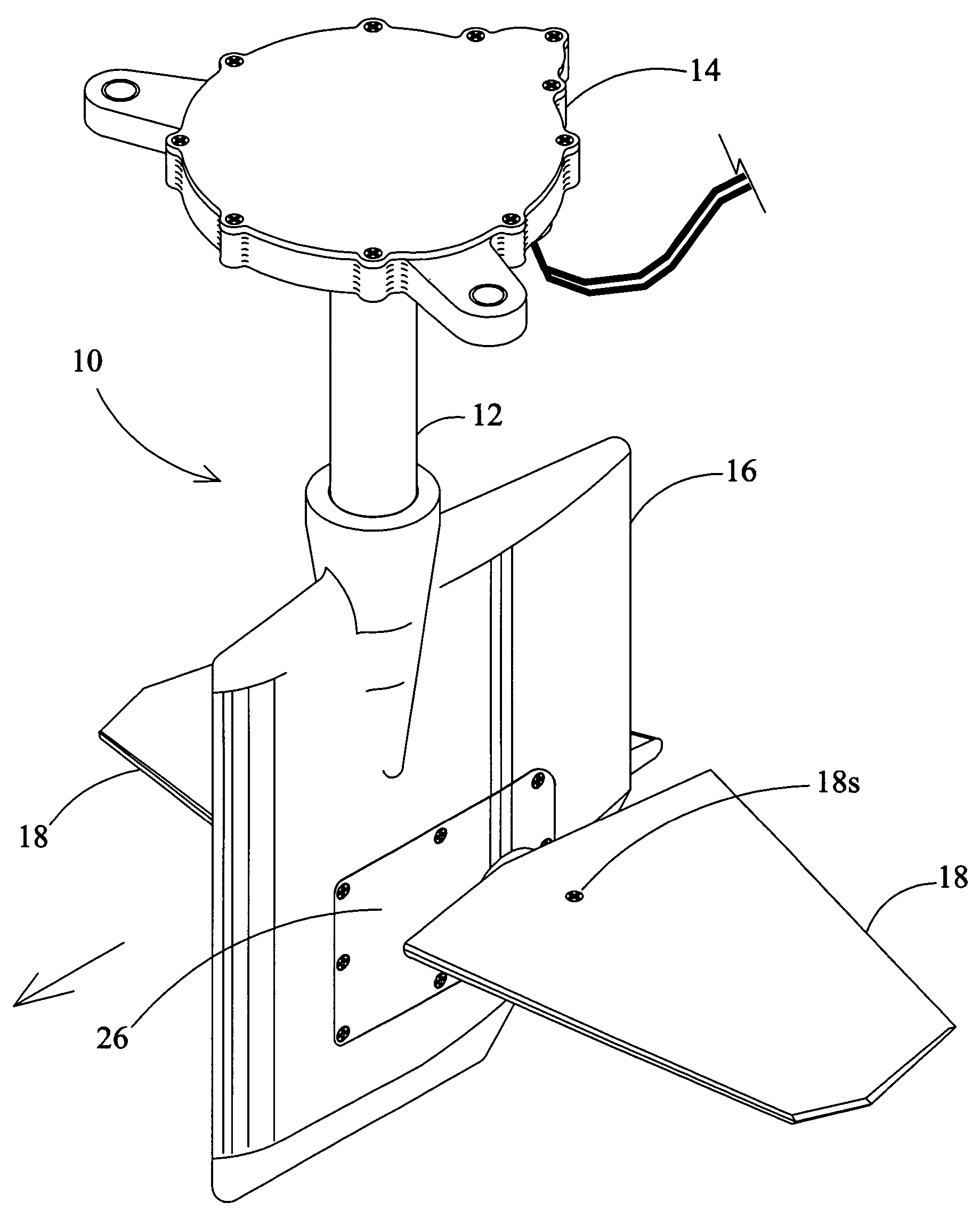 Boat rudder with integrated dynamic trim foils