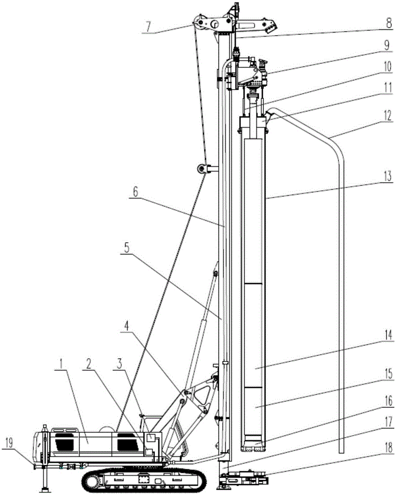 Drilling machine for large-diameter down hole hammer