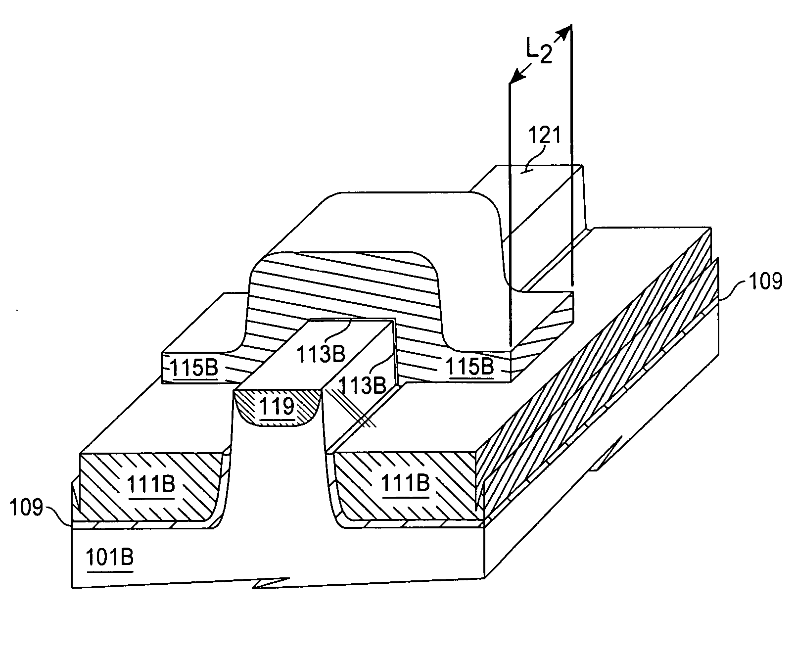 FinFET transistor fabricated in bulk semiconducting material