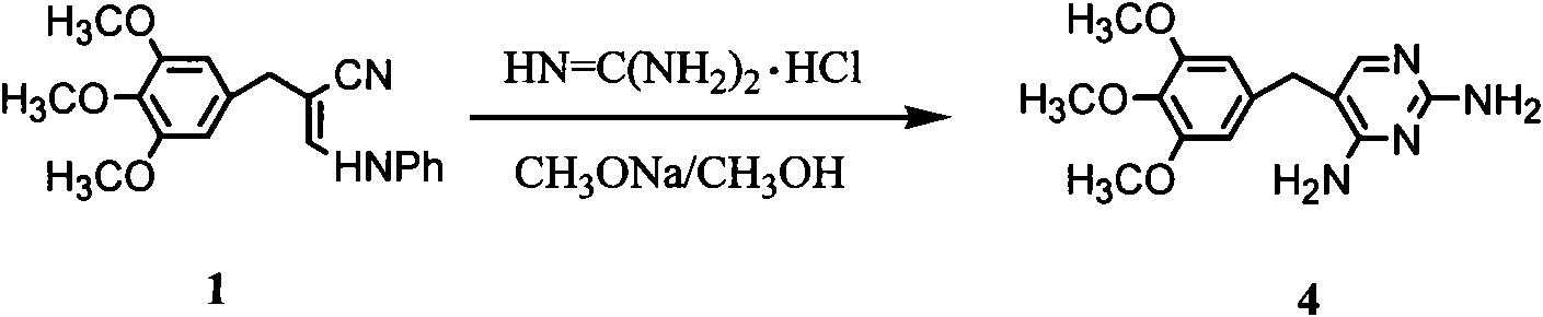 Preparation method of 3- anilino-2-(3,4,5-trimethoxy benzyl) acrylonitrile