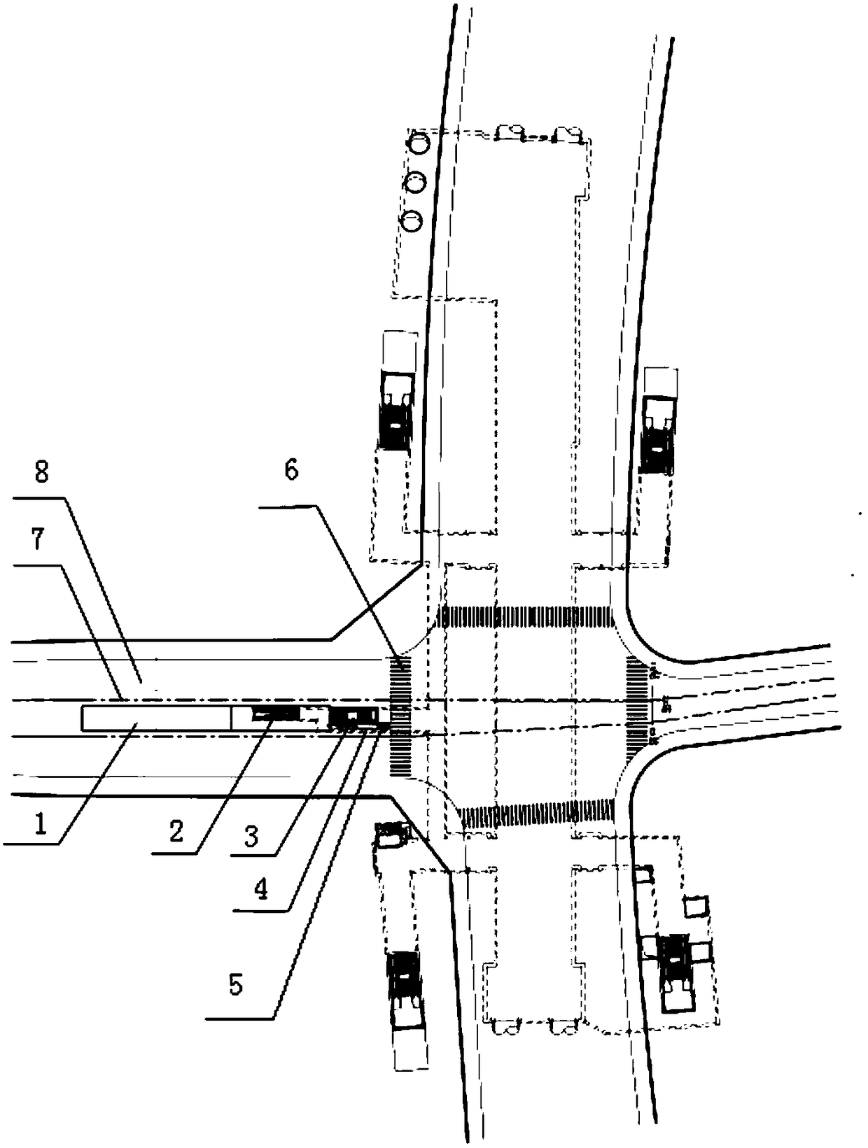 Transfer structure between tramcar station and subway