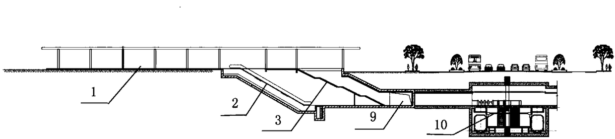 Transfer structure between tramcar station and subway