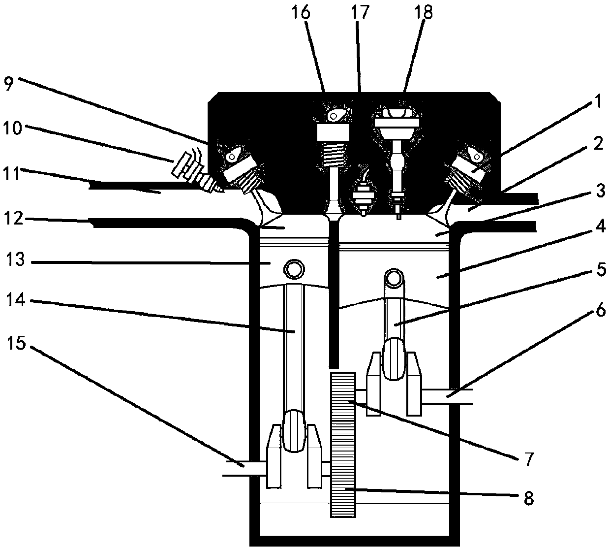 Novel cylinder-transferring and water-spraying working hydrogen internal combustion engine