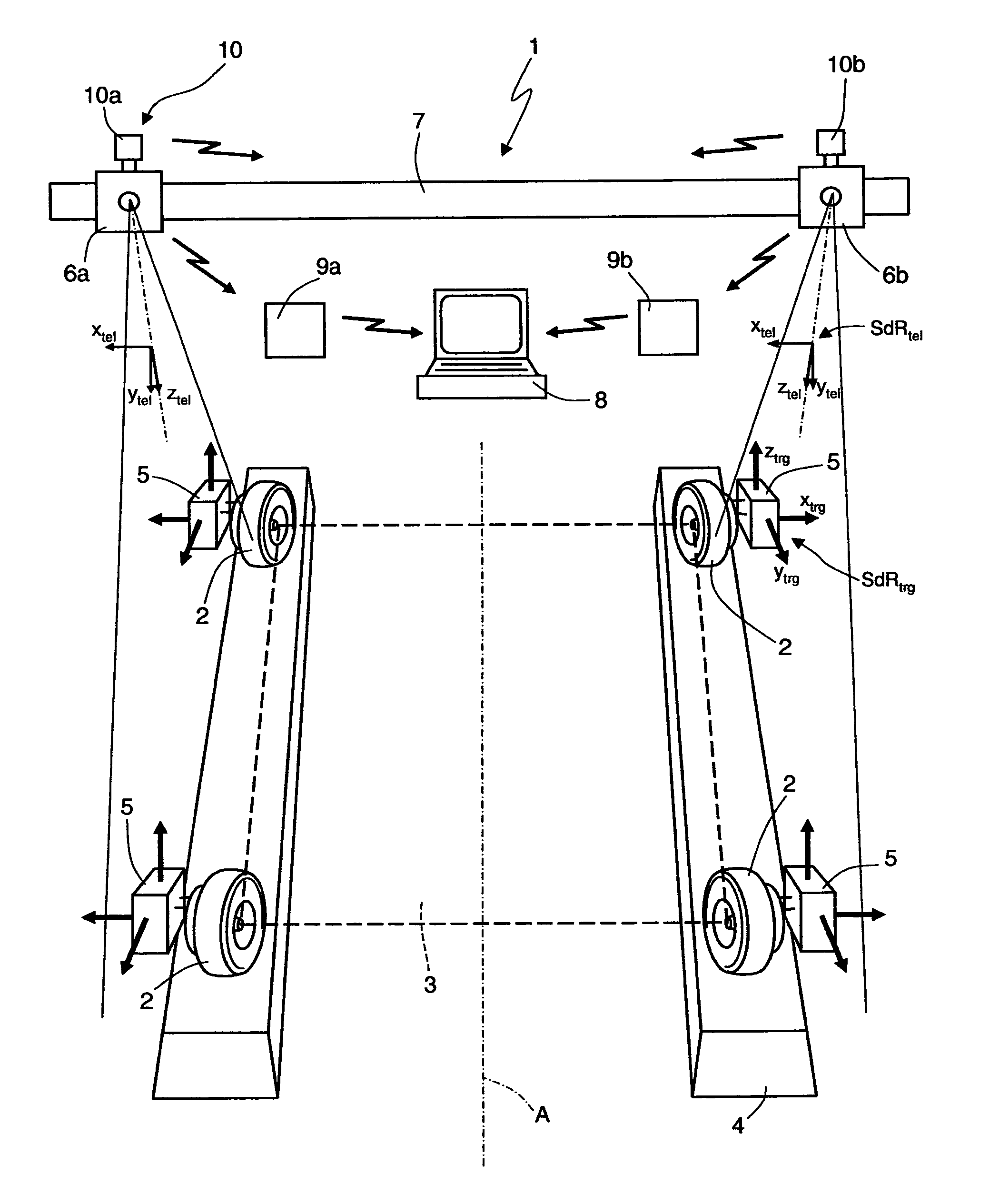 System and related method for determining vehicle wheel alignment