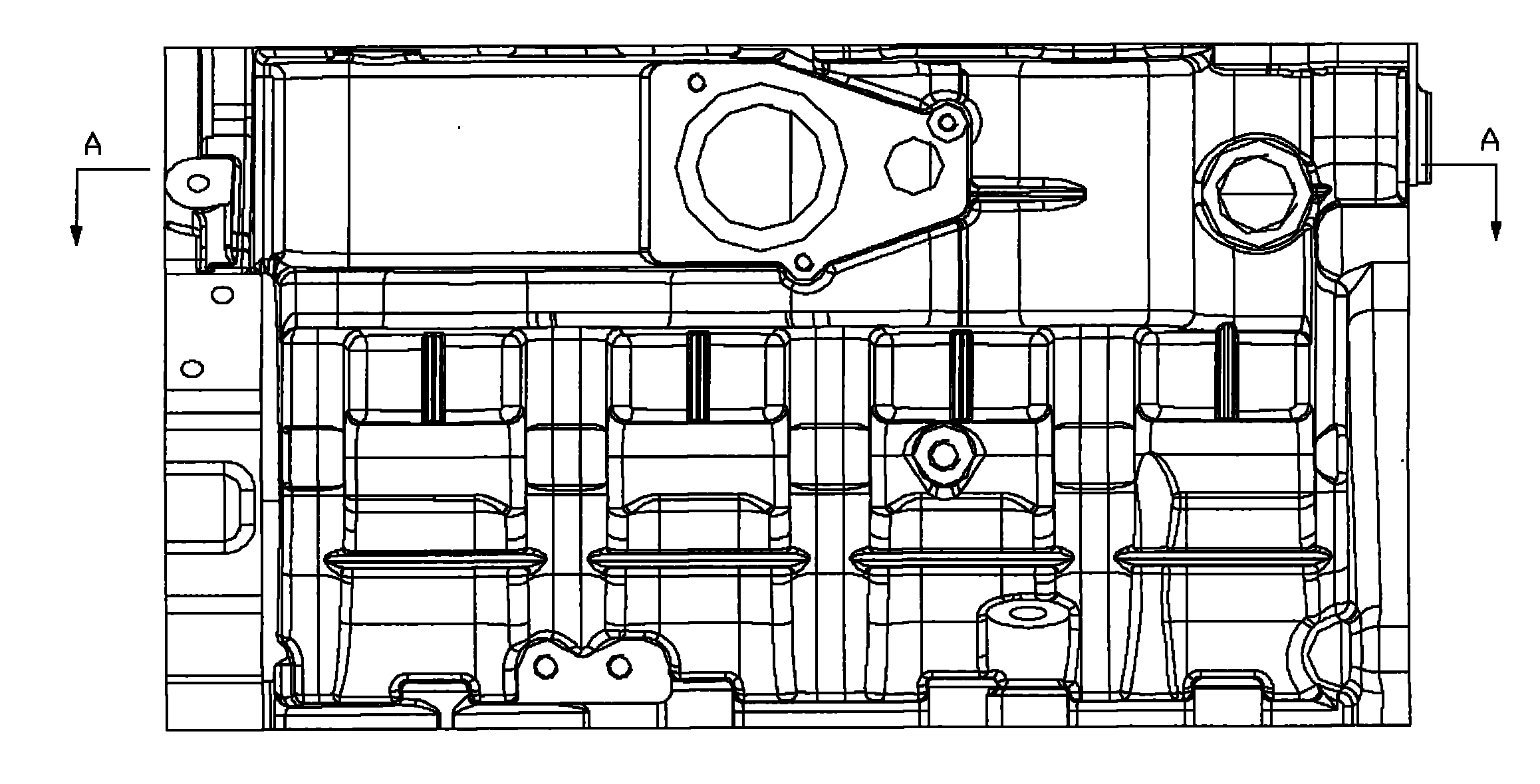 Cylinder cooling water channel structure and engine