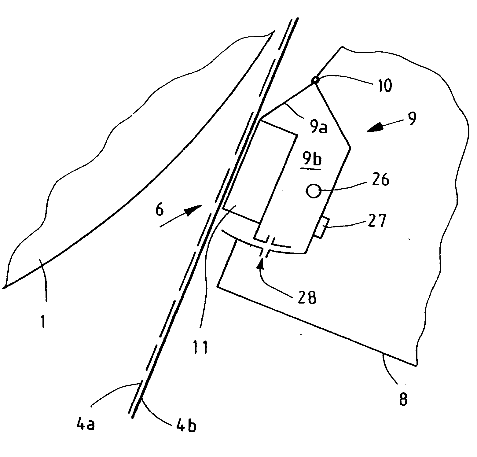 Sealing arrangement against a moving fabric