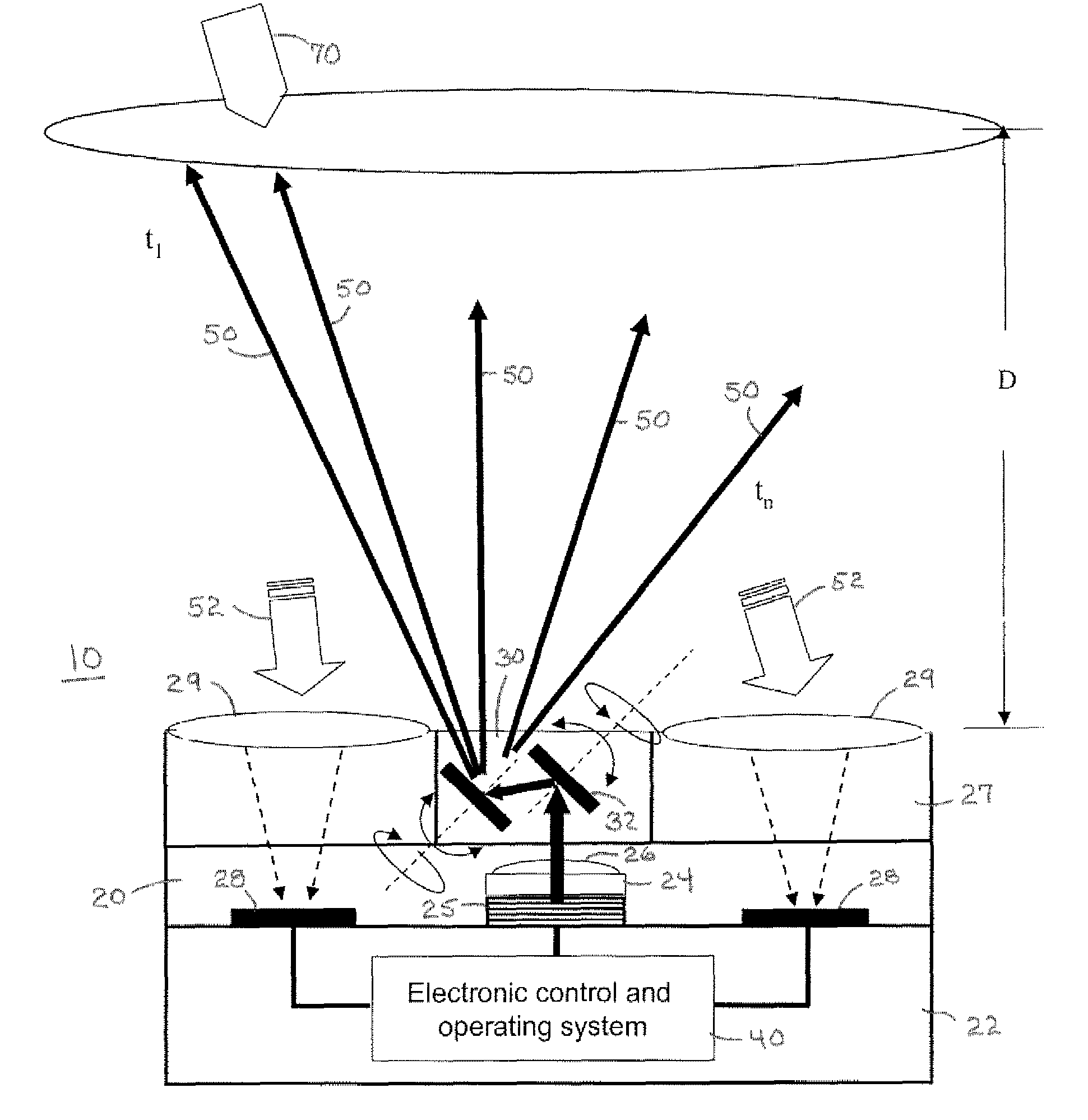 Micro-mirror optical tracking and ranging system