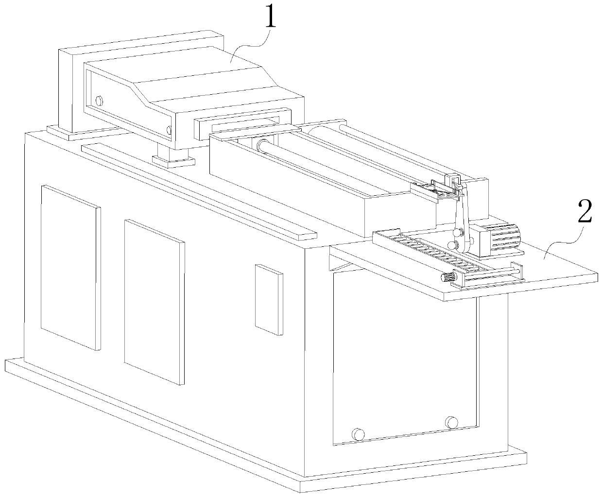 Low-wear rolling type discharging carrier roller device for copper bar hydraulic drawing machine