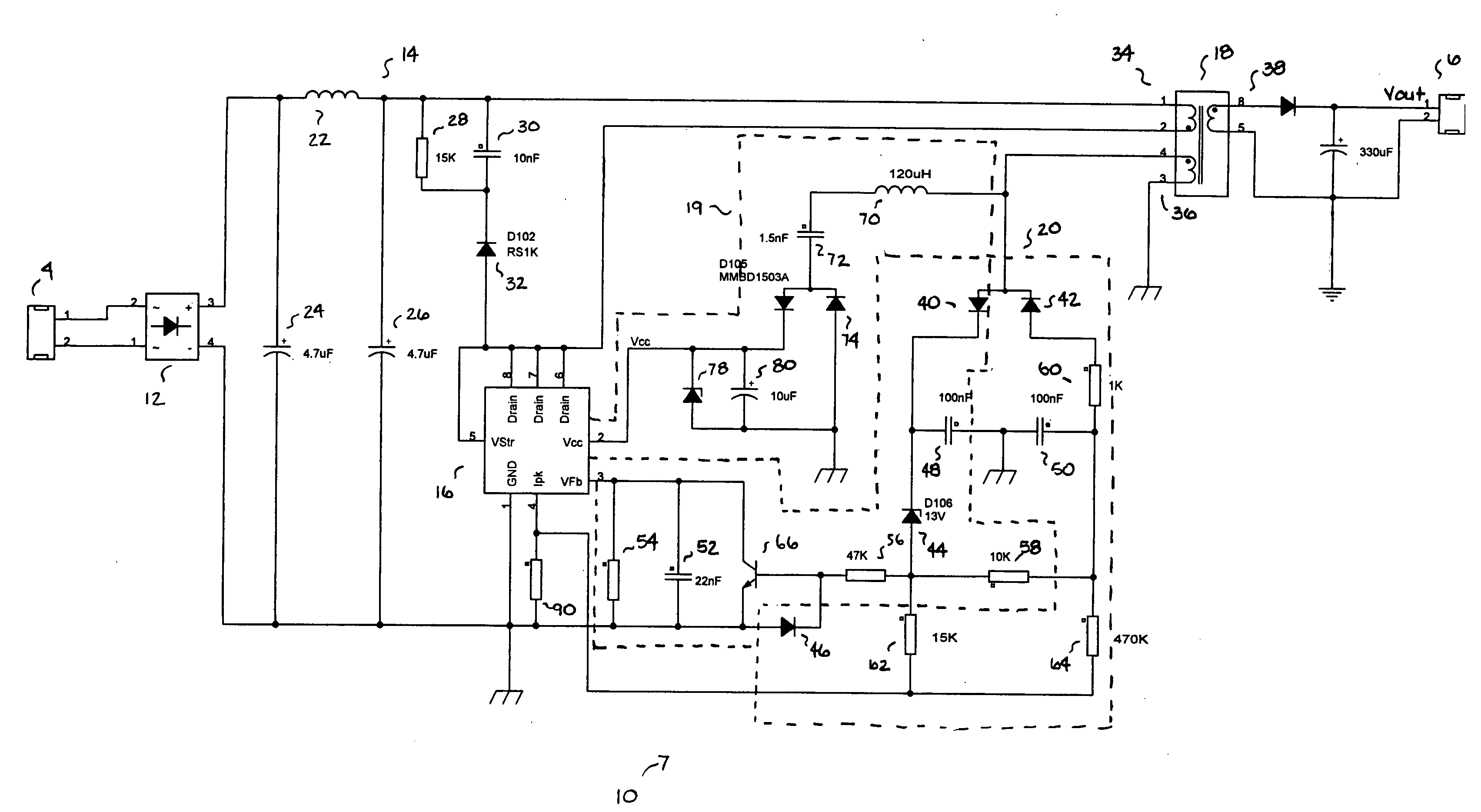 Primary side regulated power supply system with constant current output