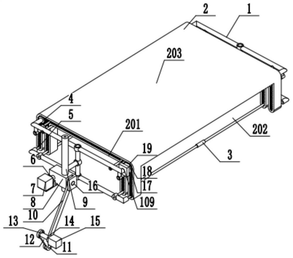 Driving energy-adjustable continuous winged device with variable windward area and variable dip angle