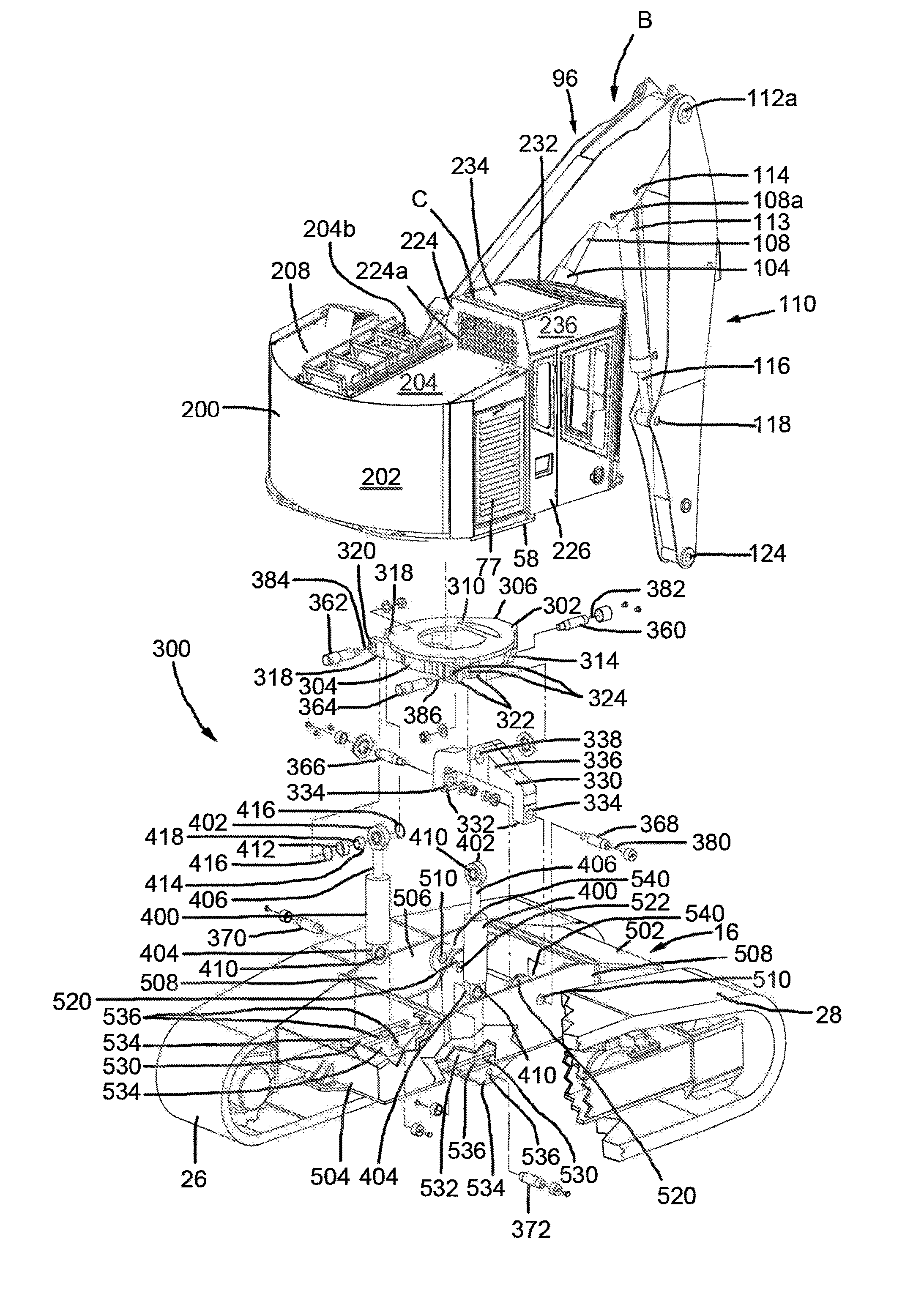 Tilt device for a material handling machine