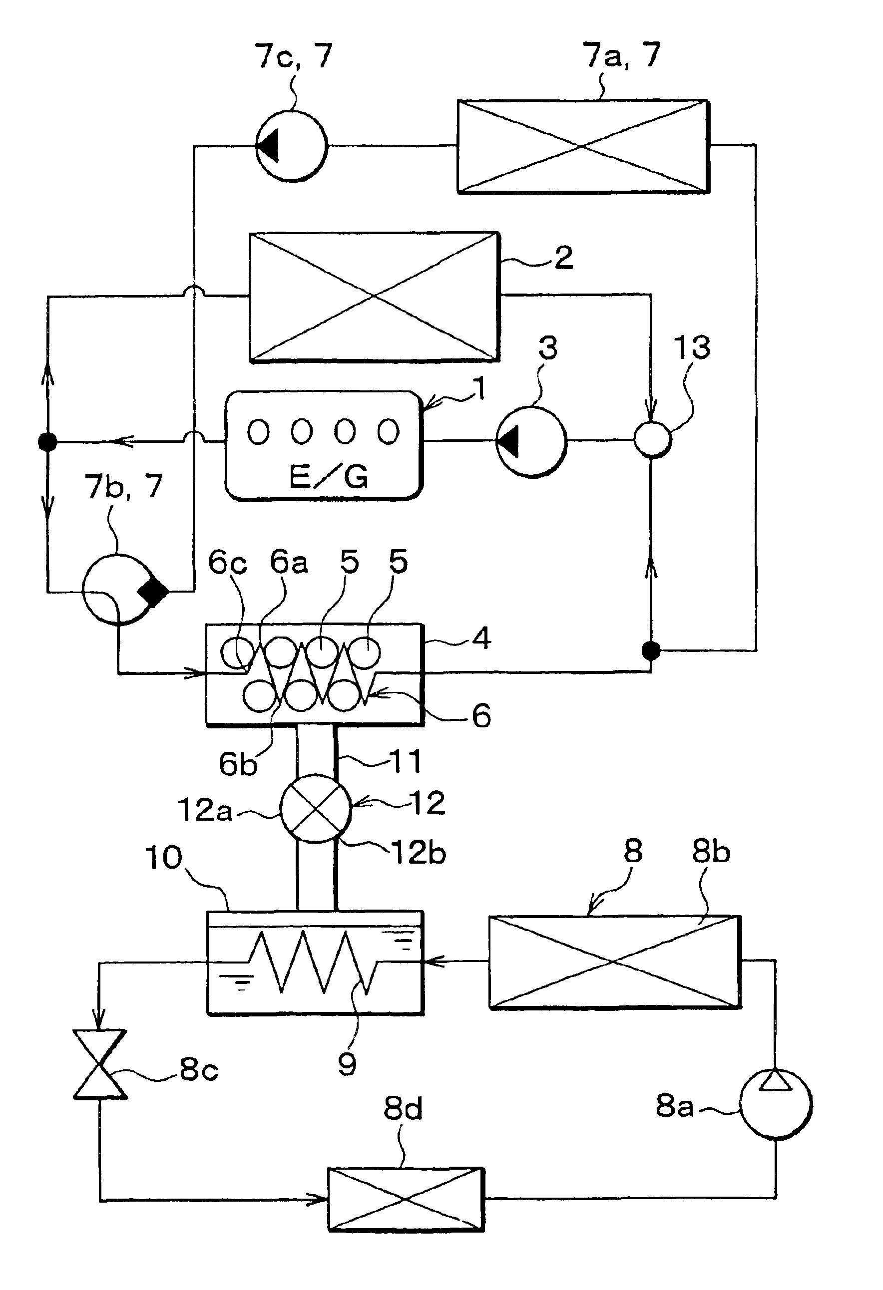 Heat storage system for vehicle, with adsorbent