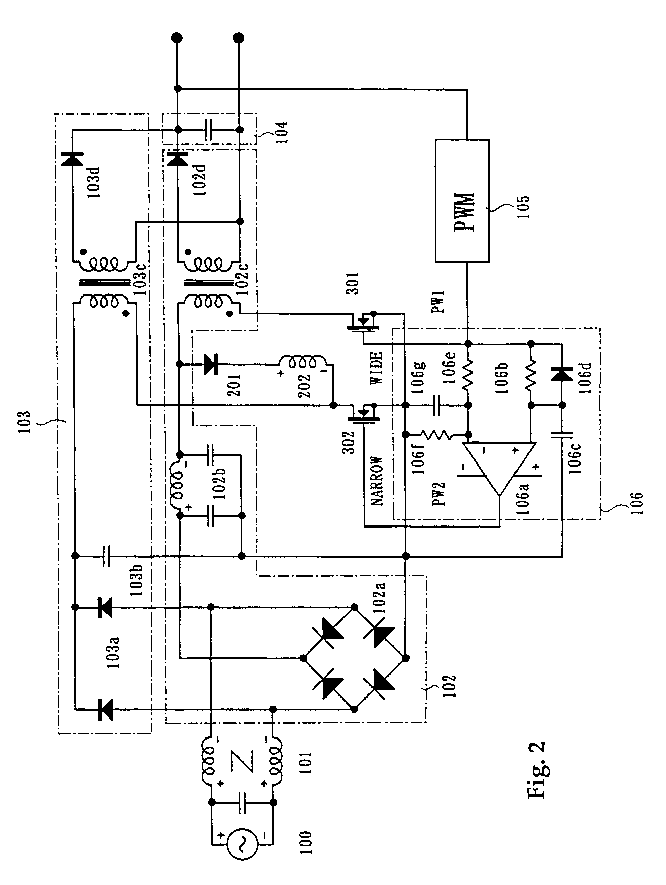 Single phase AC-DC converter having a power factor control function