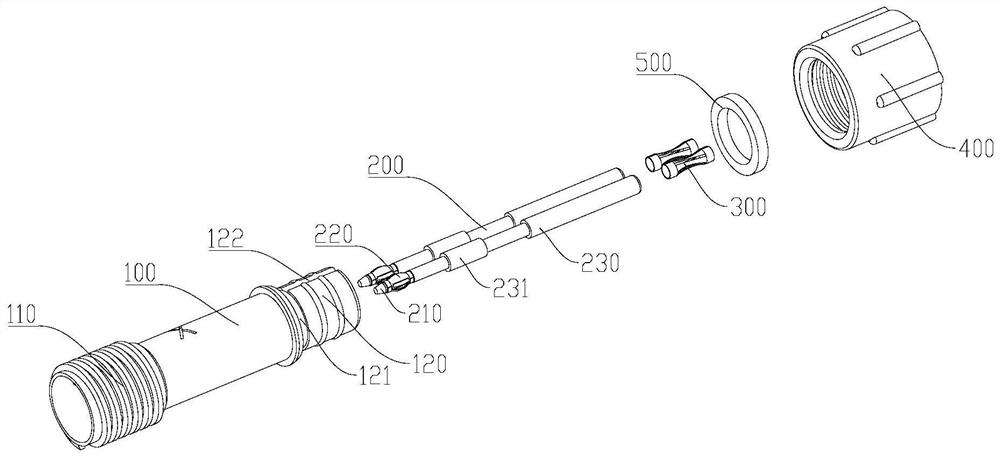 Male and female end adapter of electric connector