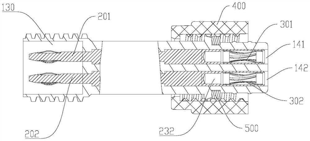 Male and female end adapter of electric connector