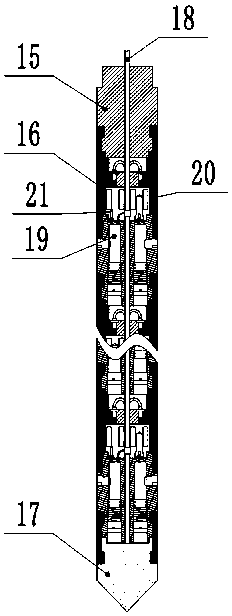 Seafloor sediment large depth profile pore water long-term in-situ sampling and analysis method