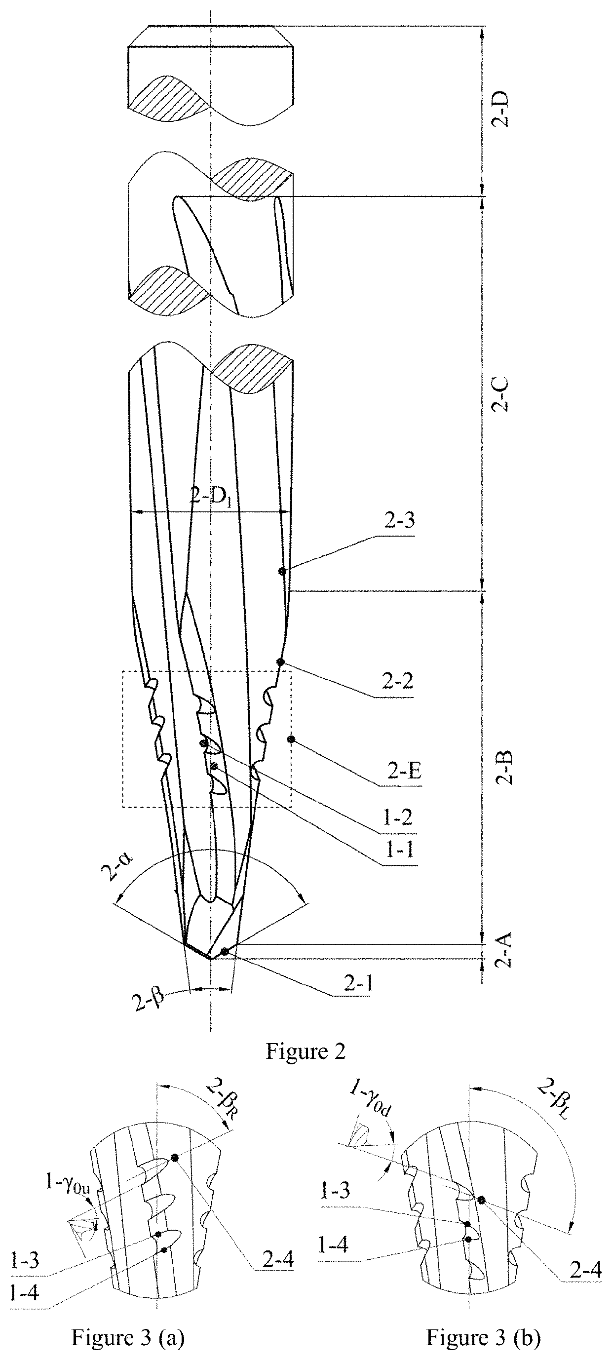 Sawtooth structure with reversed cutting function and its drill series