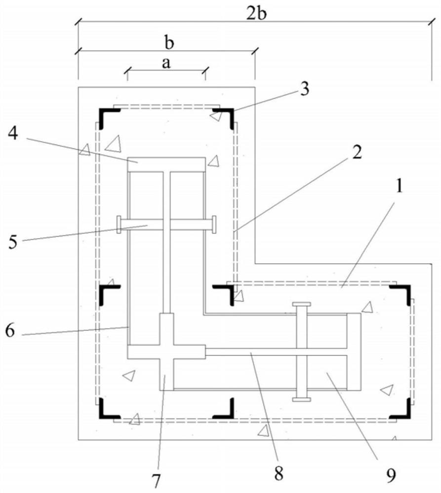 Partially prefabricated double-layer steel reinforced concrete L-shaped column