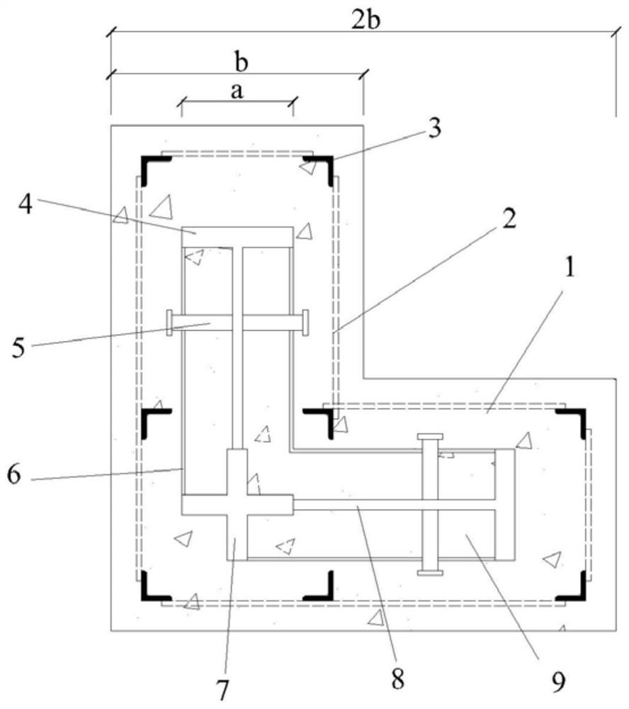 Partially prefabricated double-layer steel reinforced concrete L-shaped column