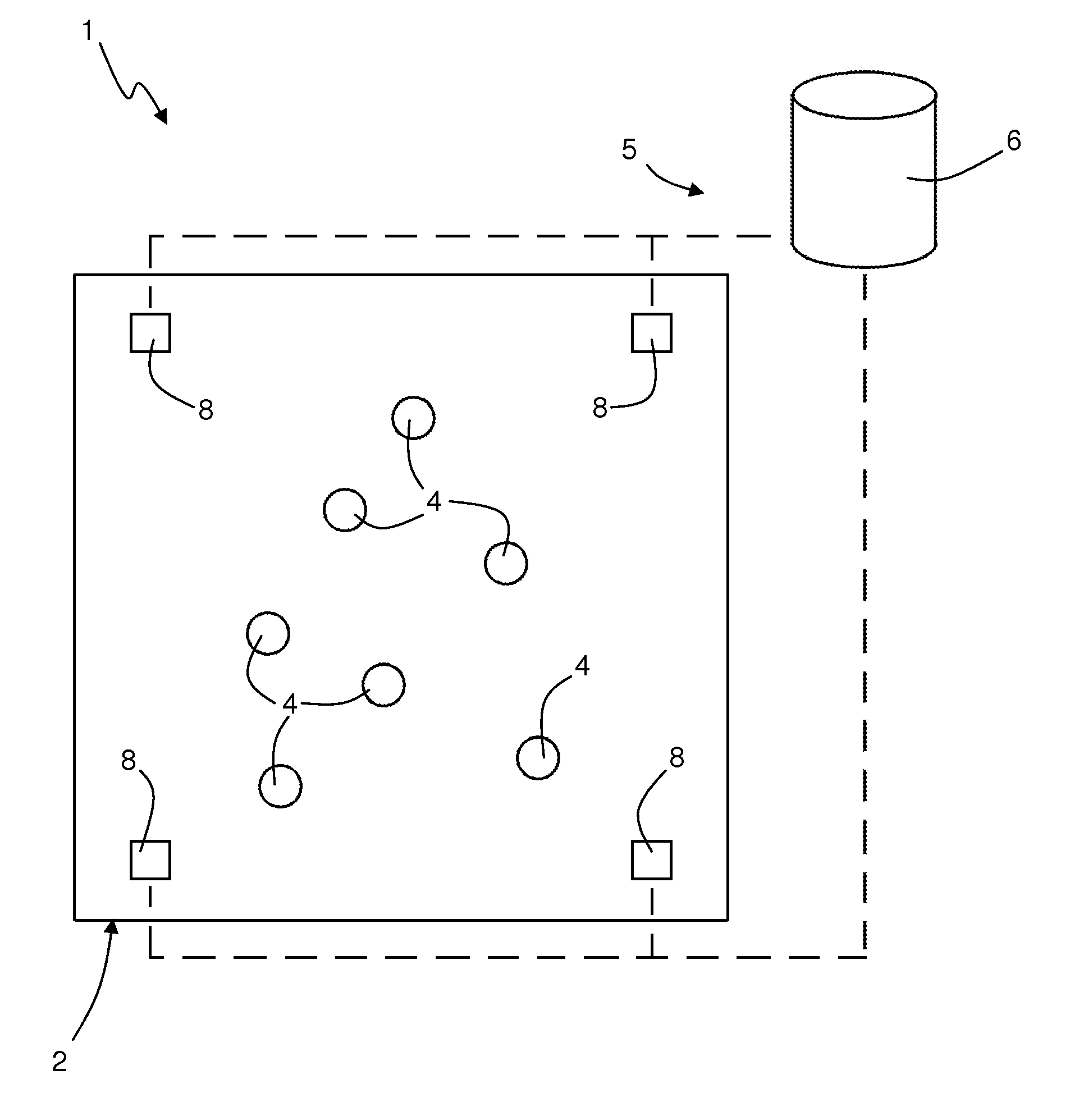 Wireless hardware device for detecting relations of distance, and system for monitoring relations of distance between wireless hardware devices